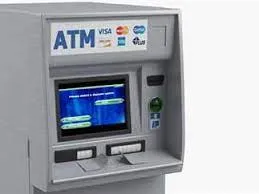 Modern ATM displaying VISA and MasterCard logos for cash access.