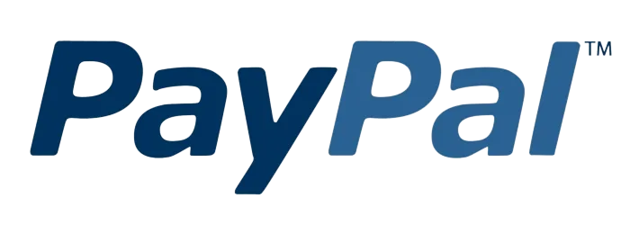 PayPal logo in blue text on a black background, indicating payment options.
