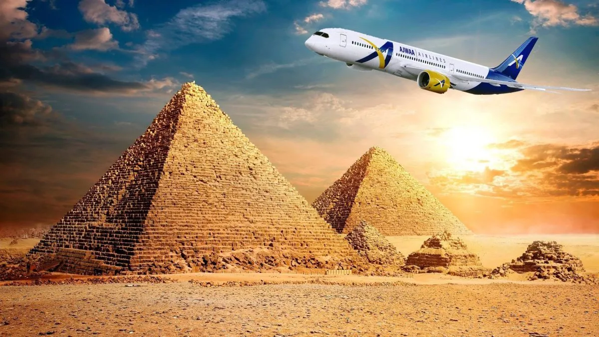 Pyramids of Giza day tour from Sharm El Sheikh via AJWAA AIRLINES flight.